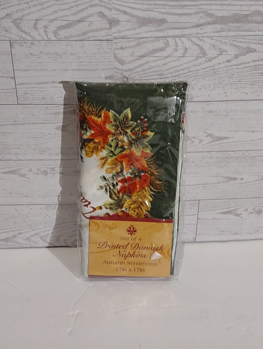 The Christmas Tree Shop set of four autumn-themed printed damask napkins